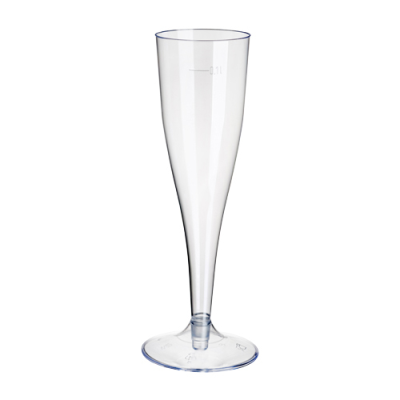 Clear Plastic Champagne Glass 100ml 5.1x17cm (Pack 10)