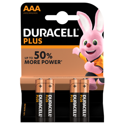 Duracell Plus Power Batteries AAA (Pack 4)