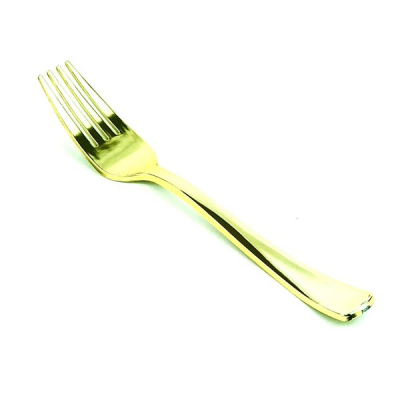 Disposable Plastic Gold Fork (Pack 12)