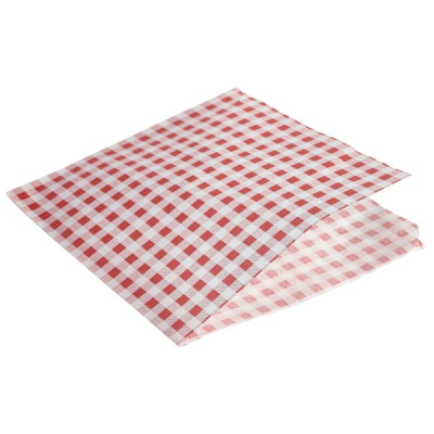Printed Gingham Greasepoof Bag Red 160x170mm