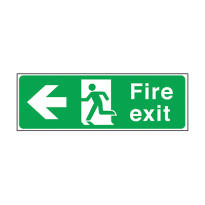 Self Adhesive Fire Exit Arrow Left Sign