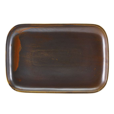 Genware Terra Porcelain Rustic Copper Rectangular Plate 34.5 x 23.5cm