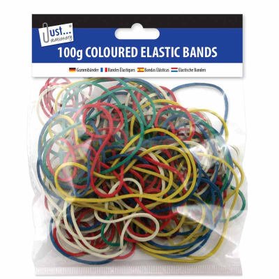 Just Stationery Coloured Elastic Bands 100gm