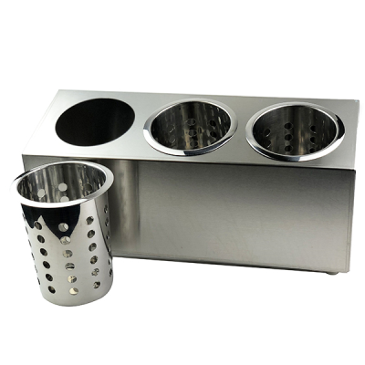 Cutlery Holder 3 Cup Rectangular Stainless Steel
