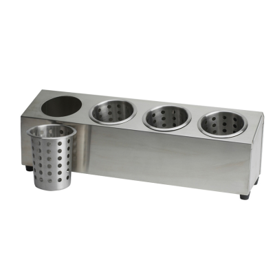 Cutlery Holder 4 Cup Rectangular Stainless Steel
