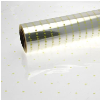 Cellophane Plastic Film Roll Yellow Dots 800mm x 100meter