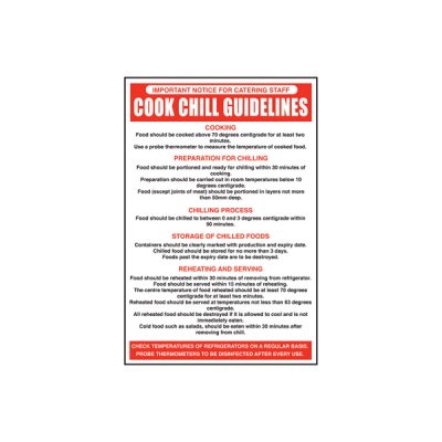 Self Adhesive Cook Chill Guidelines Sign