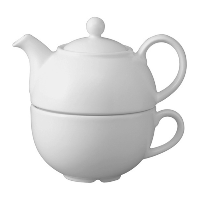 Churchil White Cafe One Cup Teapot 13oz (Pack 4) Teapot Only