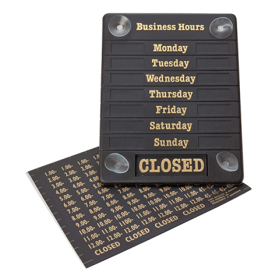 Business Opening Hours Window Display