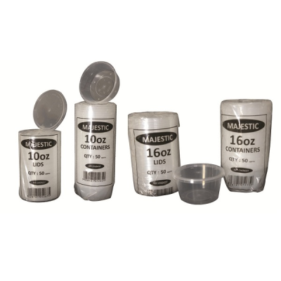 Disposable Plastic Round Containers & Lids 10oz (Pack 250)