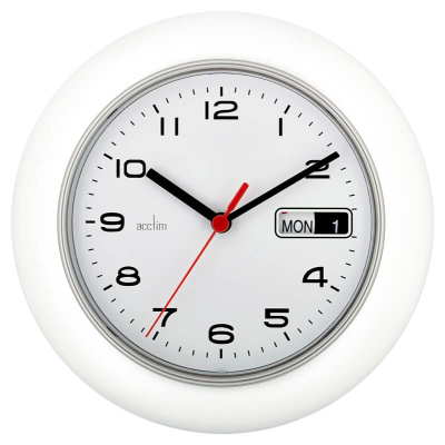 Acctim Date and Time 245mm Analog Wall Clock - White
