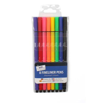 Just Stationery Fineliners In Assorted Colours (Pack of 8)