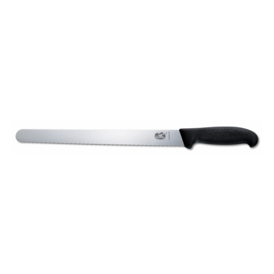 Victorinox Fibrox Handle Slicing Knife with Round Tip Serrated Edge 25cm