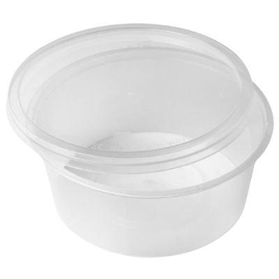 Disposable Plastic Round Containers & Lids 12oz (Pack 250)