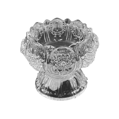 Glass Tealight Holder with Frosted Design 7 x 6cm
