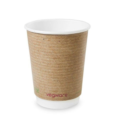 Vegware Biodegradable 12oz Double Wall Brown Kraft Coffee Cup (Pack 25) [20]