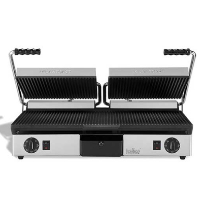 Hallco MEMT16051XNS Double Panini Grill 2 x 1.8kW Half ribbed and half flat Non Stick Plates