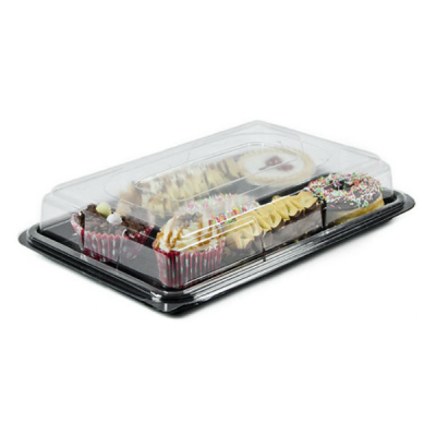 Buffet Platter Black Base & Clear Lid Mini Combo 245 x 180mm (Pack 50)