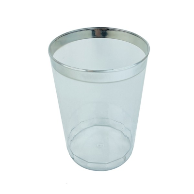 Disposable Plastic Glass Clear with Silver Rim 300ml (Pack 6)