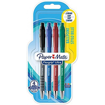 Paper Mate Flexgrip Ultra Retractable Ballpoint Pens 1.0mm (Pack 4)