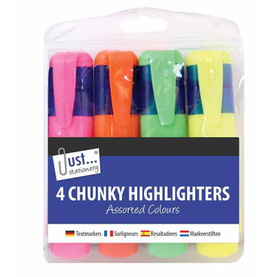 Just Stationery Chunky Highlighters (Pack of 4)