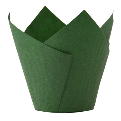 Dark Green Tulip Baking Cups 8cm Deep 5cm Base (Pack 50)