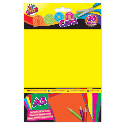 Art Box 30 Sheets A5 Neon Card Assorted Colours (Pack 30)