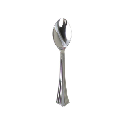Disposable Silver Plastic Spoons (Pack 10)