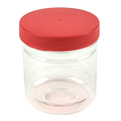 Sunpet Clear Plastic Jar Red Top 200ml (Pack of 4)