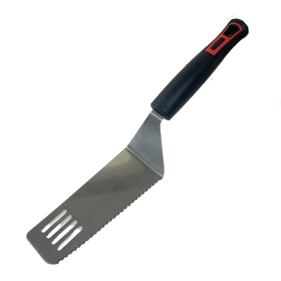 DBL Stainless Steel Serrated Slotted Spatula with Plastic Handle