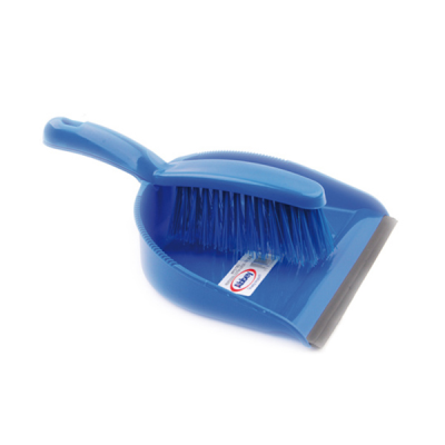 Professional Dustpan Brush with Stiff Bristles in Blue