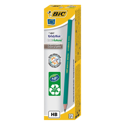 BIC ECO Evolution Graphite Pencil with Eraser (Pack 12)