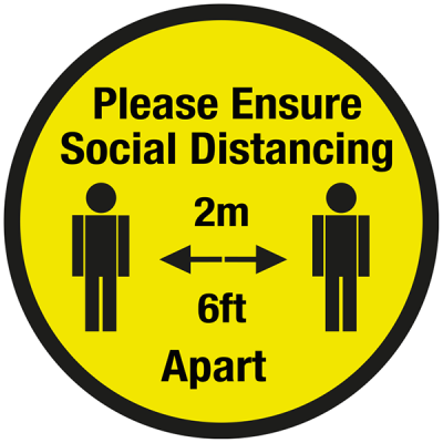 200mm Diameter Please ensure of social distancing floor graphic