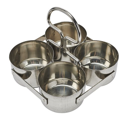 Large Stainless Steel Food Server 4 Pots (Bowl 4.5"x3")