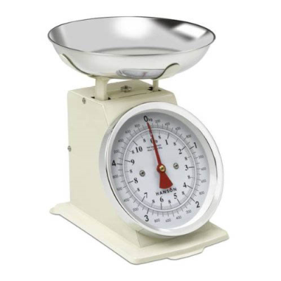 Terraillon T500 Cream 5kg Traditional Metal Upright Scale With Stainless Steel Bowl