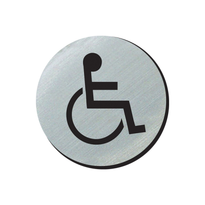 Disabled Symbol 75mm Door Disc in Silver Finish