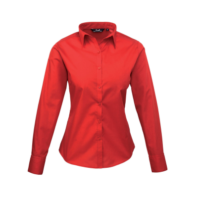 Women's Poplin Long Sleeve Blouse Red 10 / S