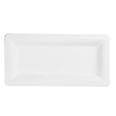 Bagasse White Rectangular Plate 10"x5" (Pack 50)
