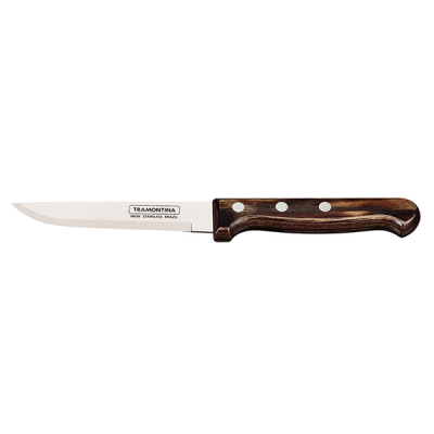 Tramontina Medium Polywood Handled Steak Knife 24cm, Pointed Tip, Smooth Edge, Brown