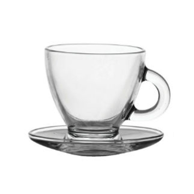 Ravenhead Entertain Glass Cappuccino Cup Saucer 20cl (Pack 2)
