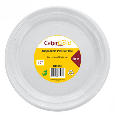 Cater Gold Disposable Plastic Plate 10" / 25cm (Pack 50)