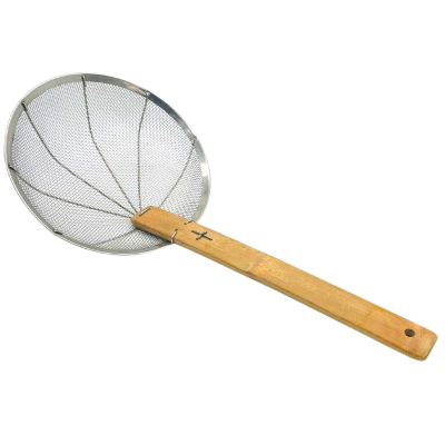 Oriental Wide Mesh Skimmer Spider with Bamboo Handle 10"