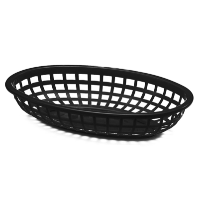 Classic Oval Plastic Serving Basket in Black 24 x 15 x 5cm