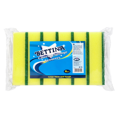 Bettina Heavy Duty Thick Catering Sponge Scourer 9x14cm (Pack 6)