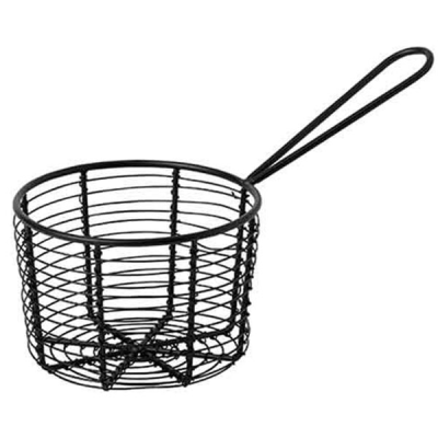 Black Round Wire Basket with Handle 12 x 8 x 23cm