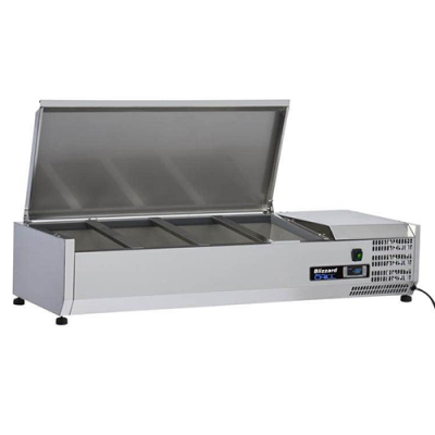 Blizzard TOP1200EN Toppings Prep Unit with Steel Lid holds 3x1/3 GN Not Included 1200mm wide