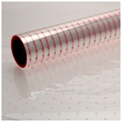 Cellophane Plastic Film Roll Pink Dots 800mm x 100meter