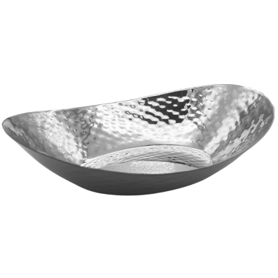 Stainless Steel Hammered Oval Bread Serving Dish 20cm