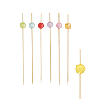 Bamboo Square Party Picks/Skewers, 12cm, Assorted Colours (Pack 100)