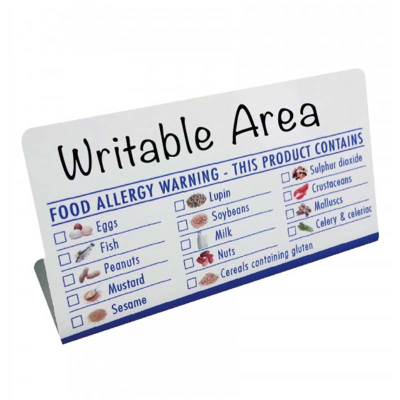 Food Allergy Allergen Checklist Tent Notice with Writable Area